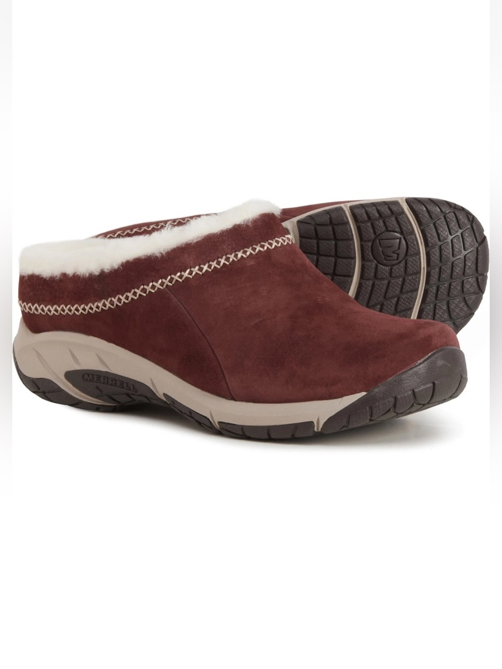 Merrell NEW Encore Ice 4 Shoes Suede Slip Ons Clogs Raisin Womens 9W Round Toe